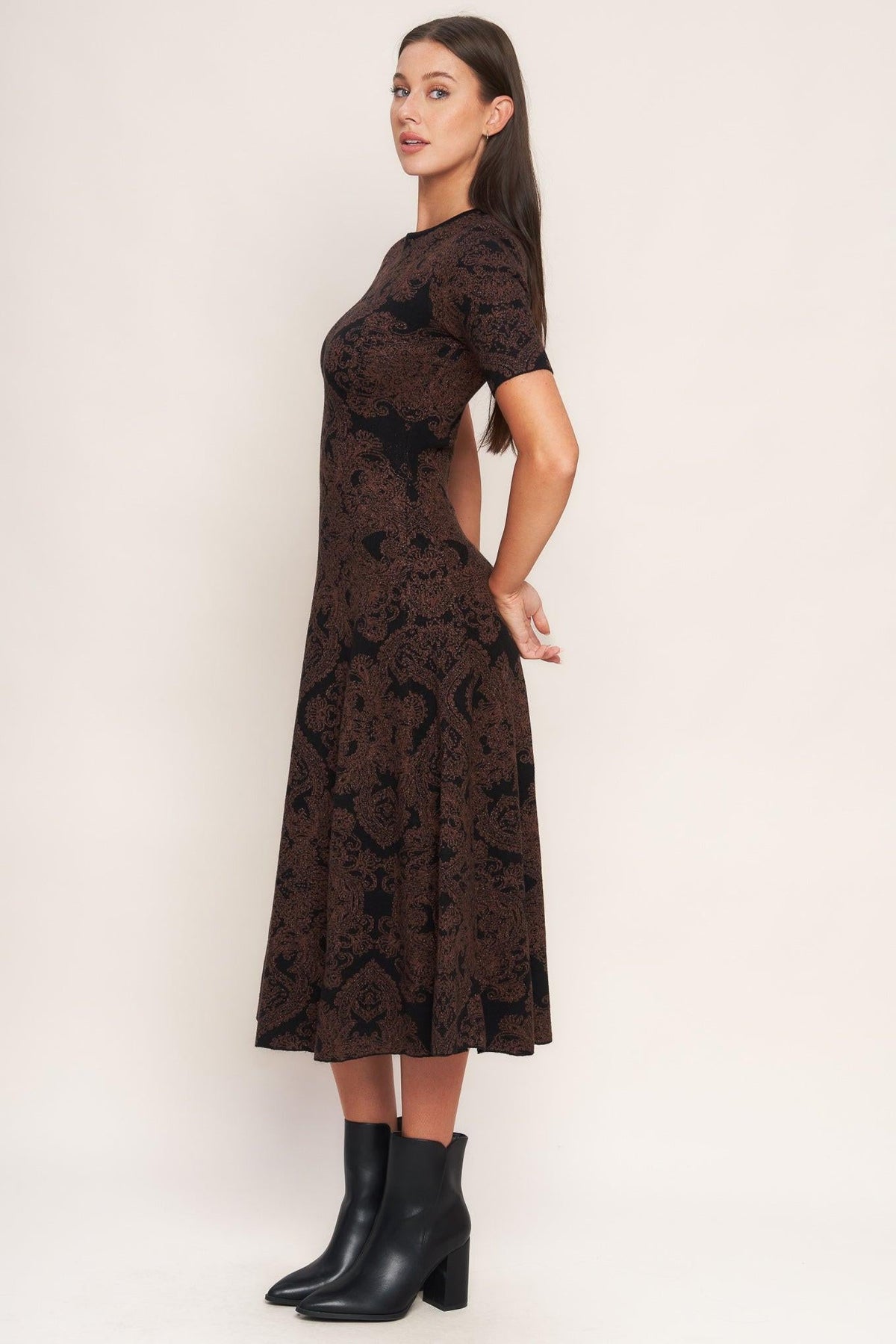 GOTHIC MUSE JACQUARD SWEATER MIDI DRESS