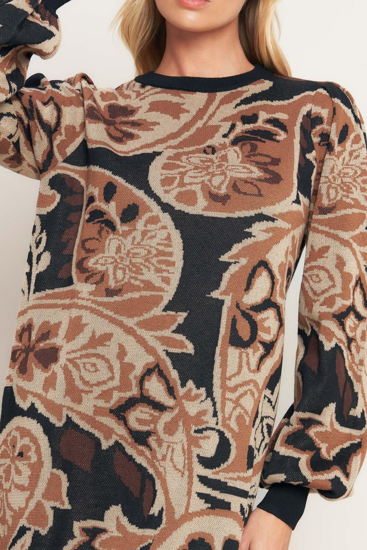 BAROQUE HAVANA SWEATER KNIT MINI DRESS
