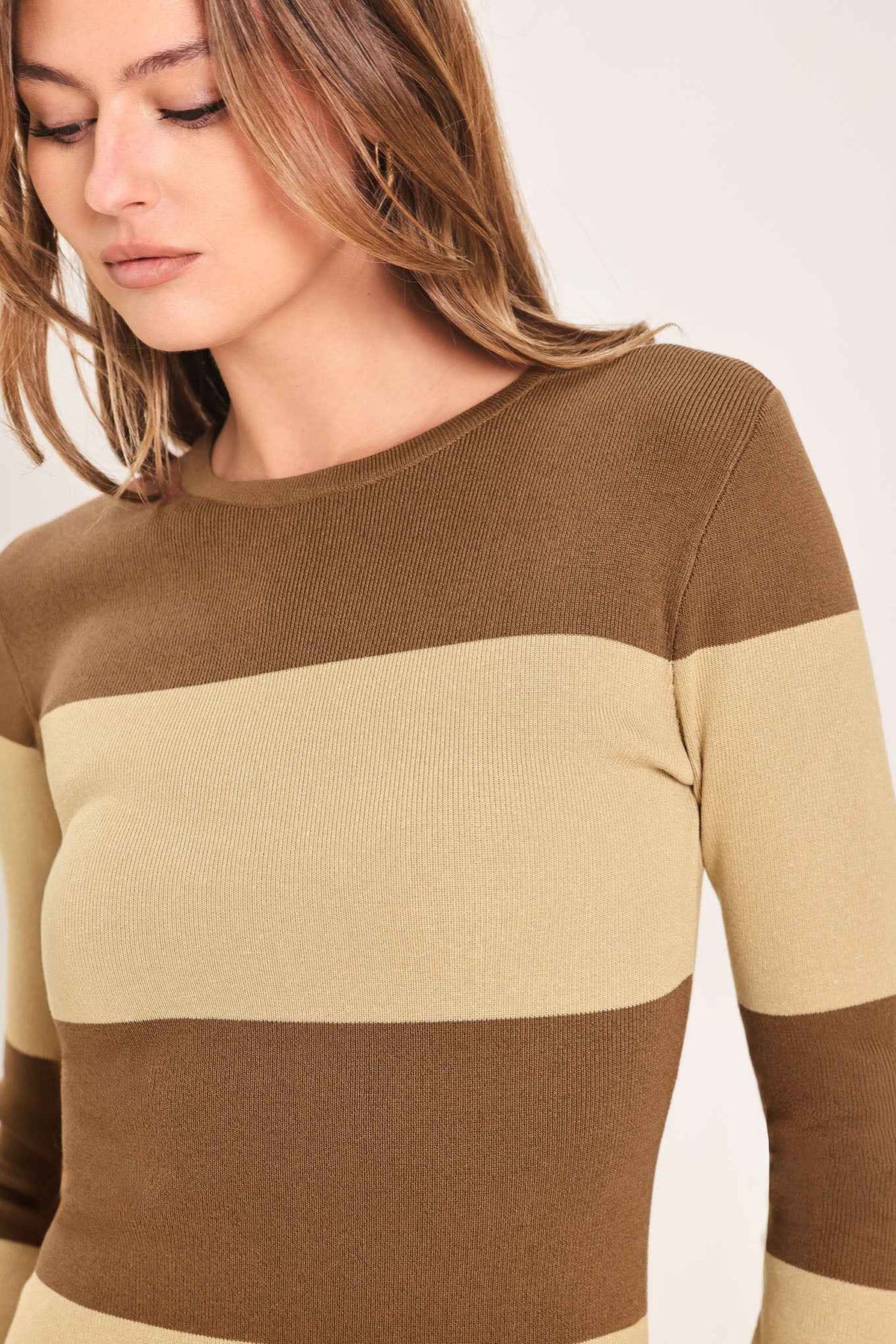 ESPRESSO & CREAM SWEATER KNIT MIDI DRESS