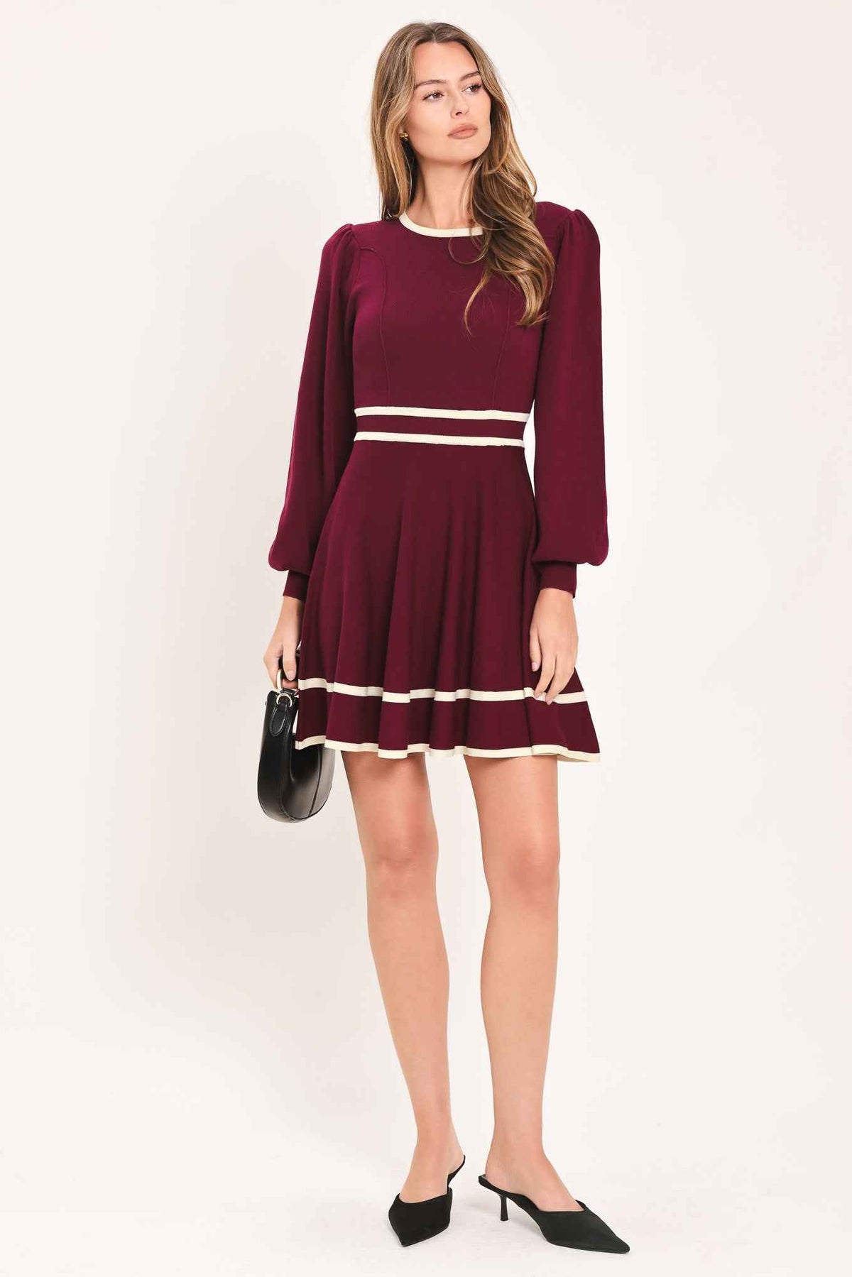 MERLOT IVORY MOMENT SWEATER MINI DRESS
