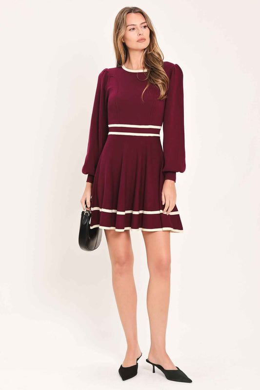 MERLOT IVORY MOMENT SWEATER MINI DRESS