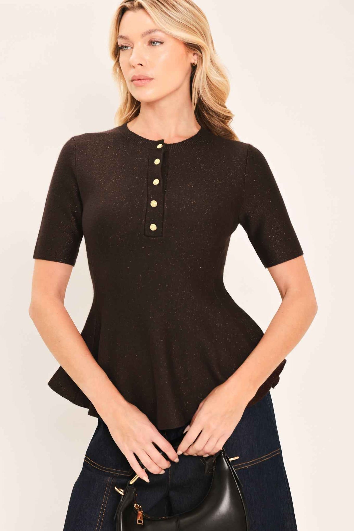 JAVA PEPLUM POLISH SWEATER KNIT TOP