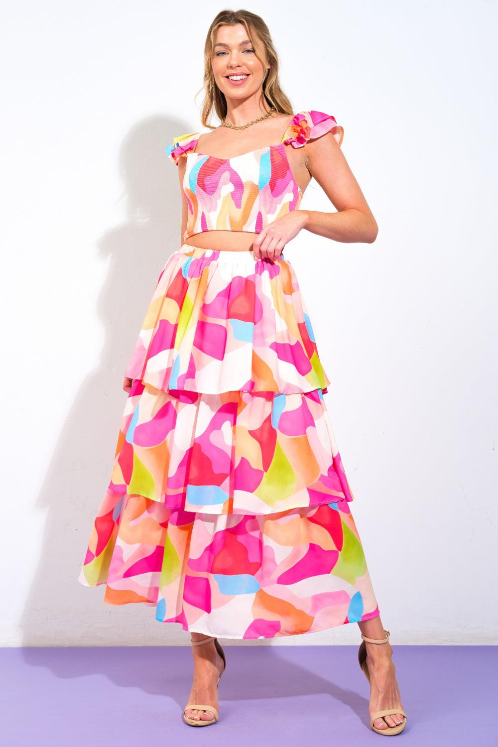 CONJUNTO DE FALDA Y TOP TEJIDOS ROSAS ABSOLUTE EDGE