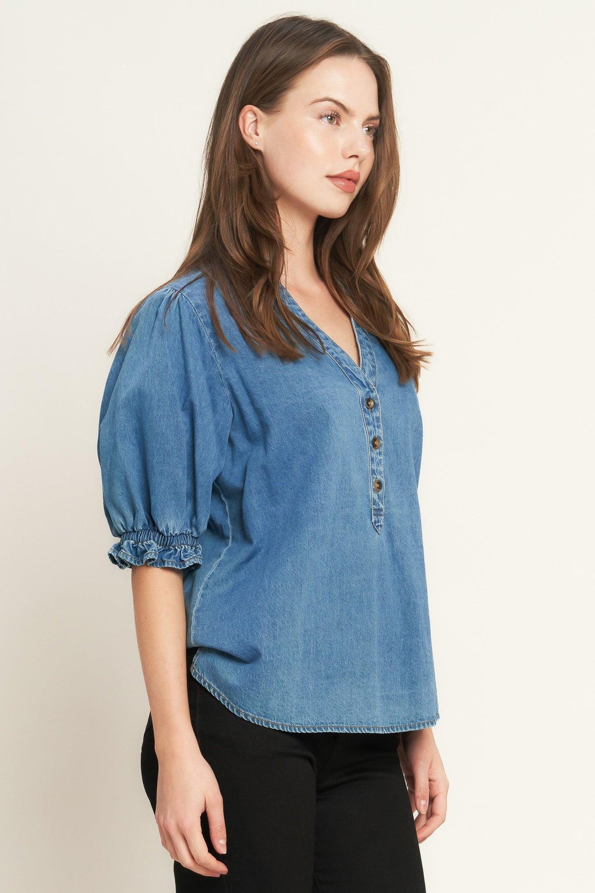 CLOSER TO YOU DENIM TOP