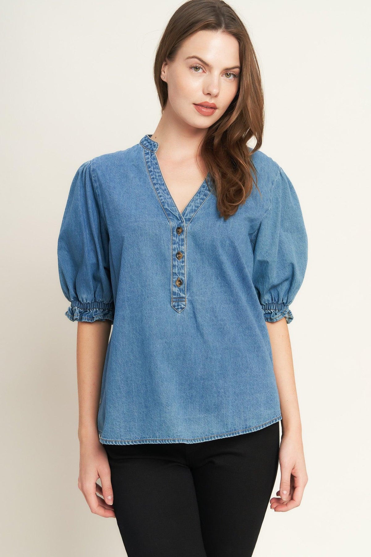 CLOSER TO YOU DENIM TOP