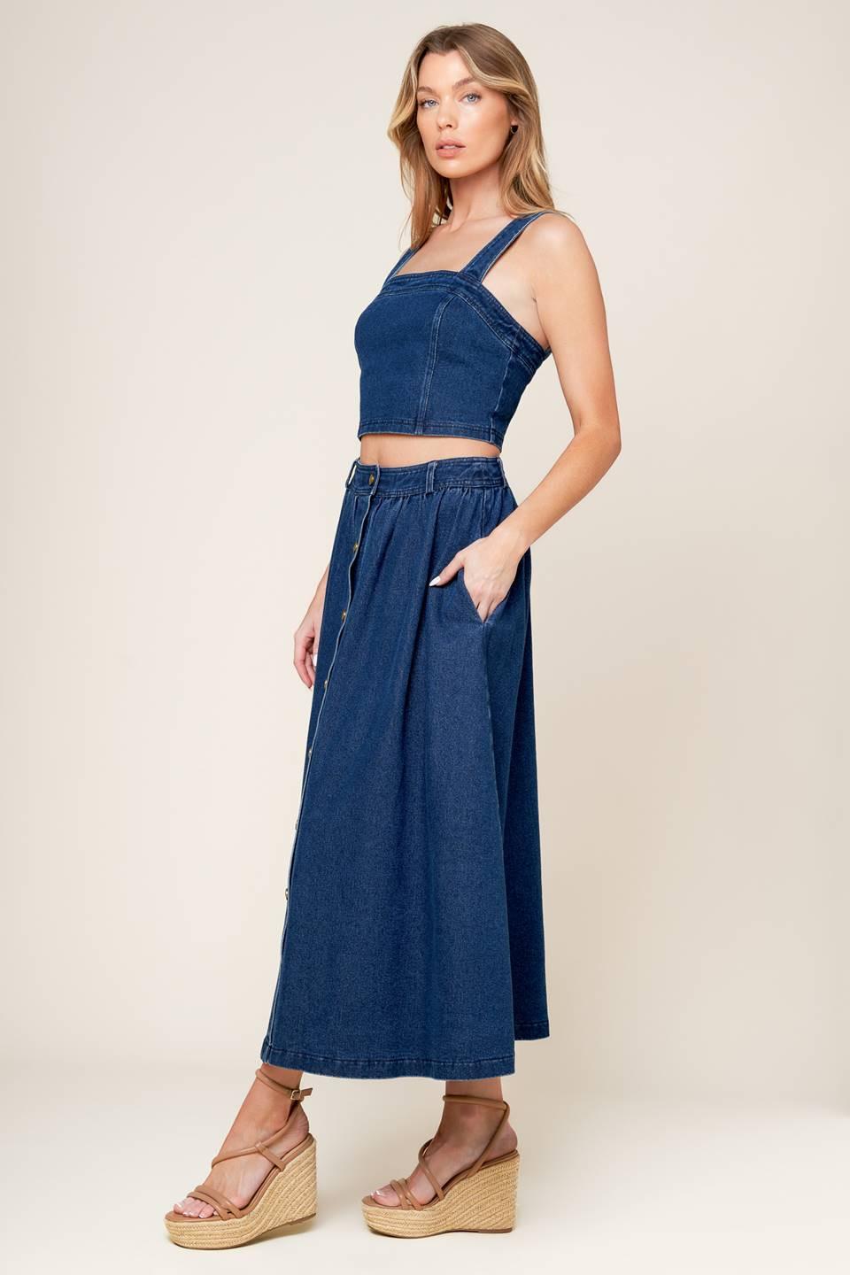 CONJUNTO DE FALDA Y TOP DE MEZCLILLA SIMPLY THE VIBE