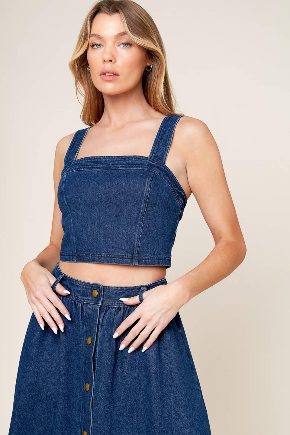 CONJUNTO DE FALDA Y TOP DE MEZCLILLA SIMPLY THE VIBE
