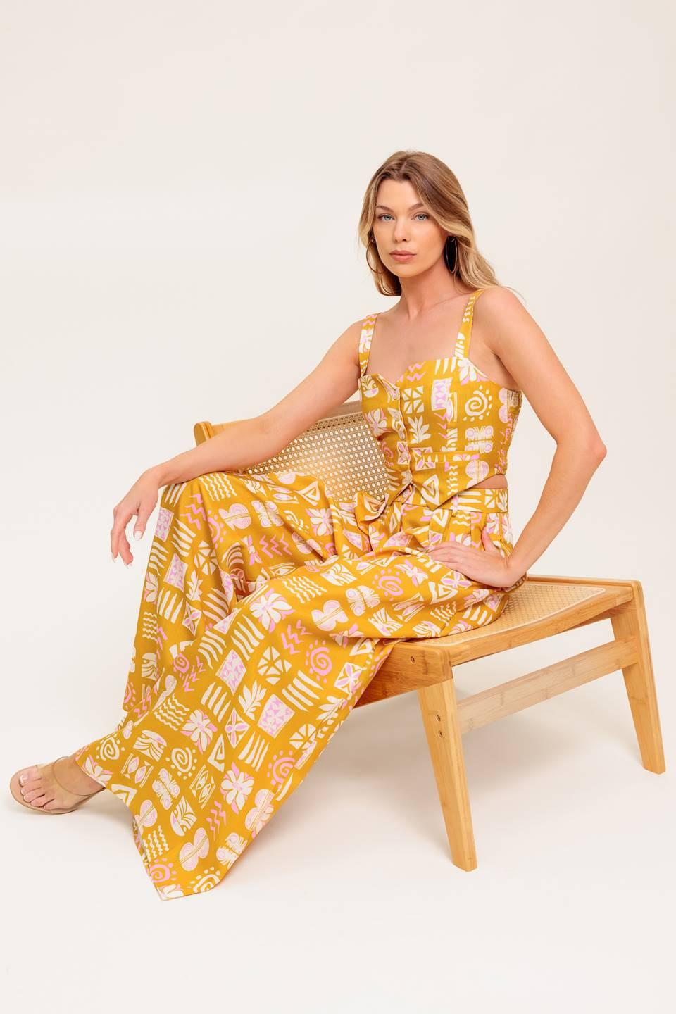 PRETTY MEADOW WOVEN TOP AND PANT SET