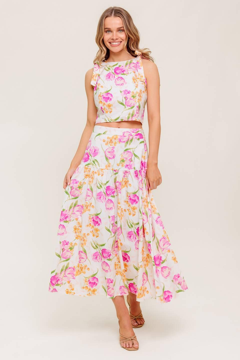 CONJUNTO DE FALDA Y TOP TEJIDOS BOTANICAL BLISS