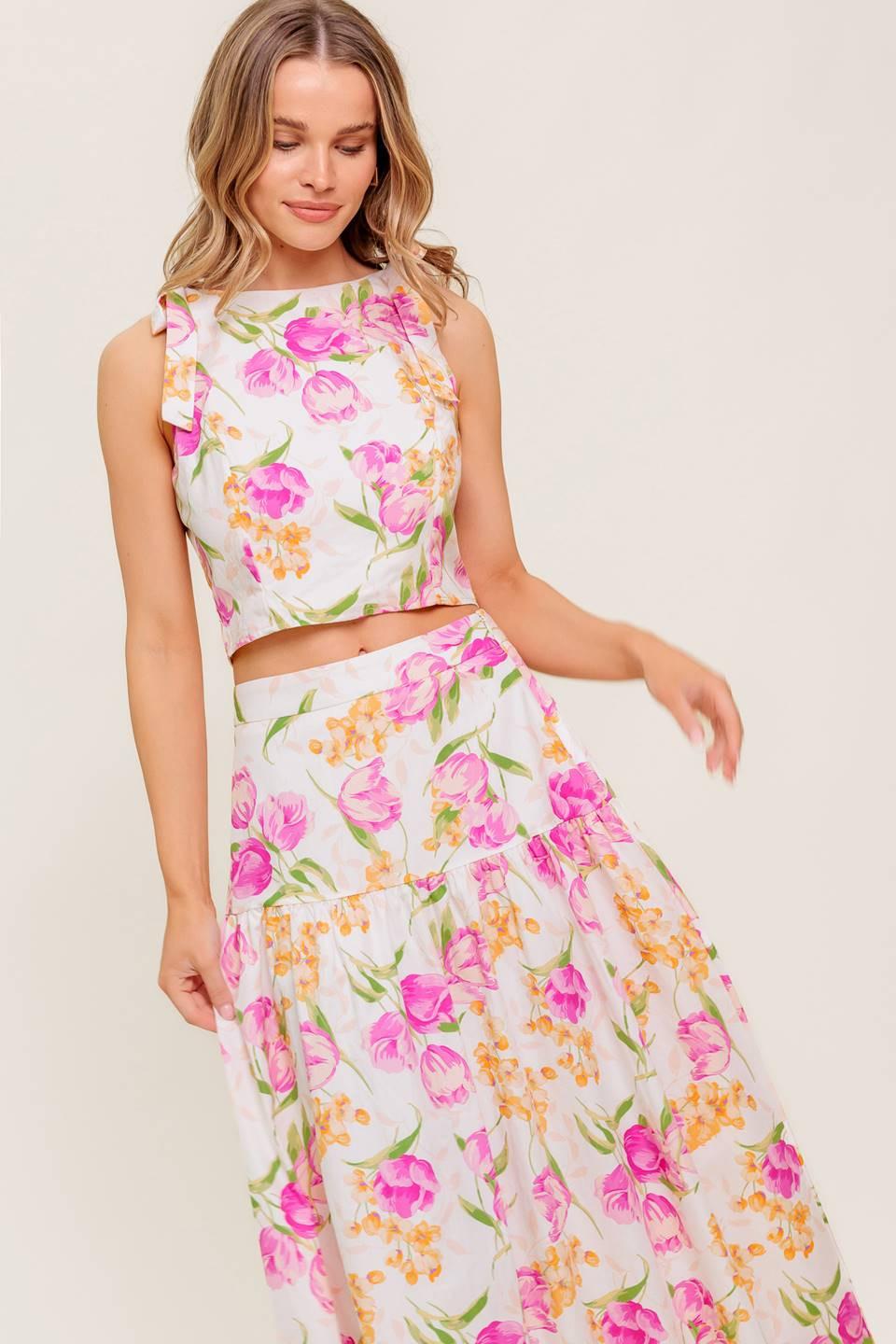 CONJUNTO DE FALDA Y TOP TEJIDOS BOTANICAL BLISS