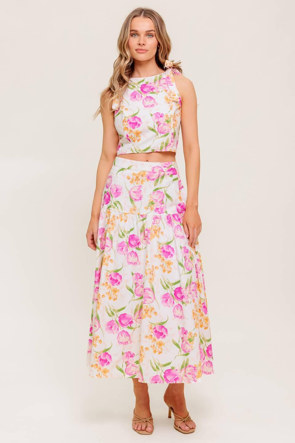 CONJUNTO DE FALDA Y TOP TEJIDOS BOTANICAL BLISS