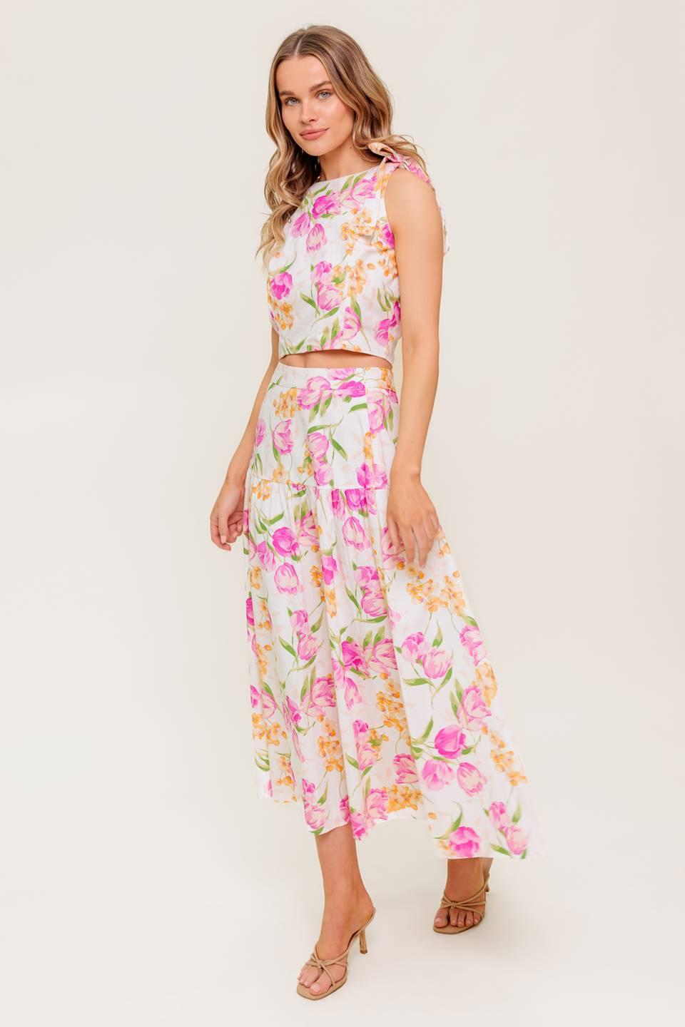 CONJUNTO DE FALDA Y TOP TEJIDOS BOTANICAL BLISS