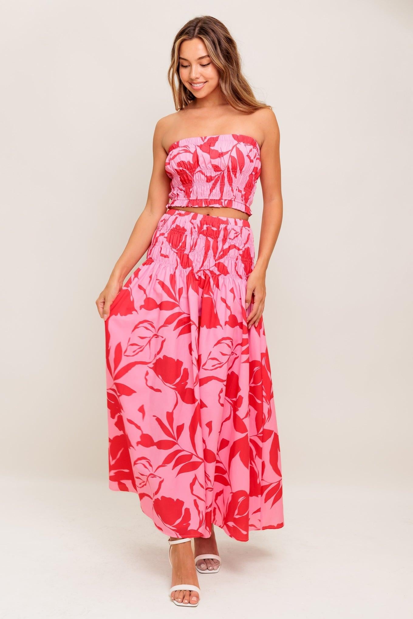 ANYTHING I WANT WOVEN TOP AND SKIRT SET