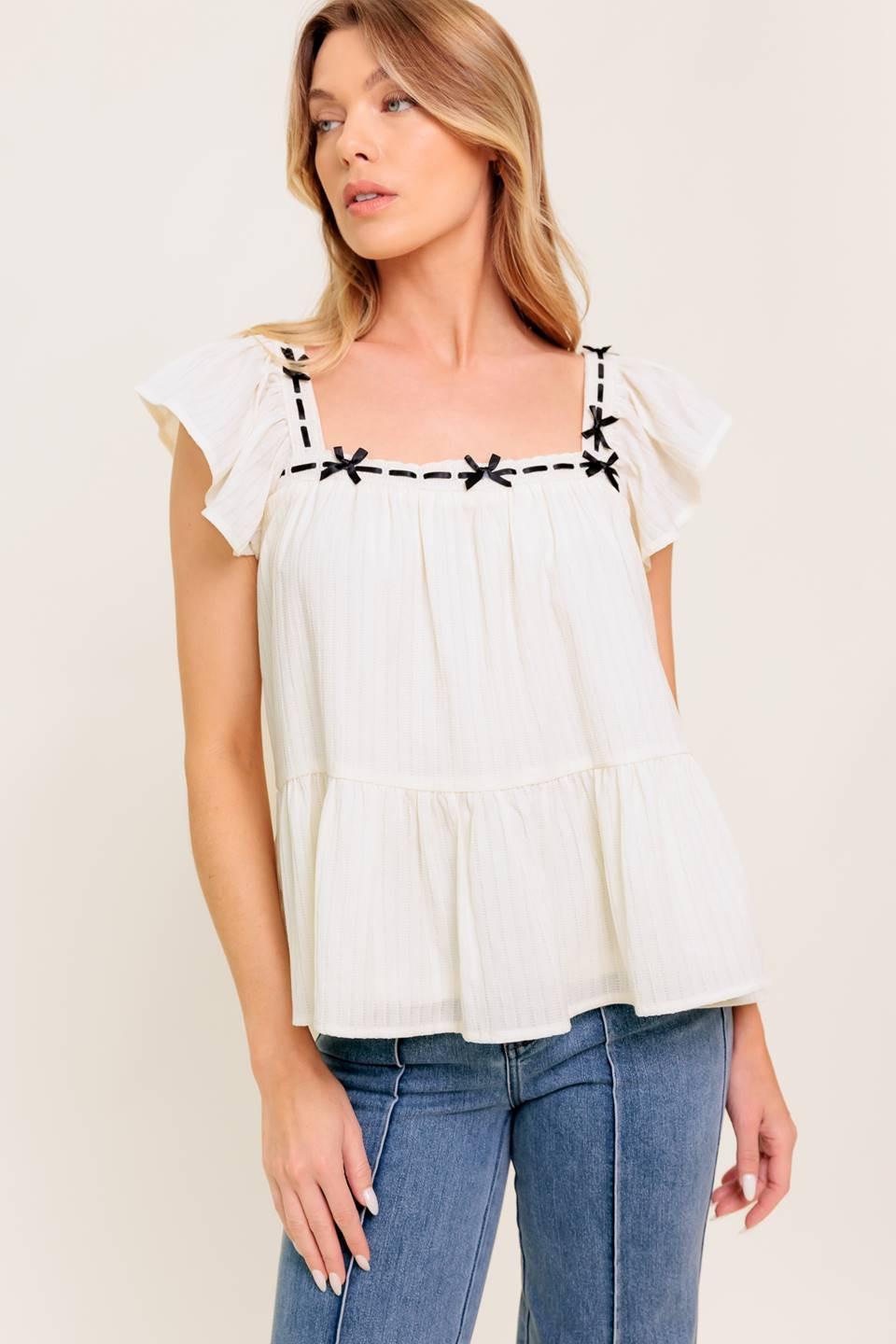 CELESTIAL CRUSH CREAM WOVEN TOP