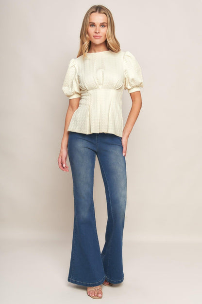CREAM TWIST WOVEN TOP