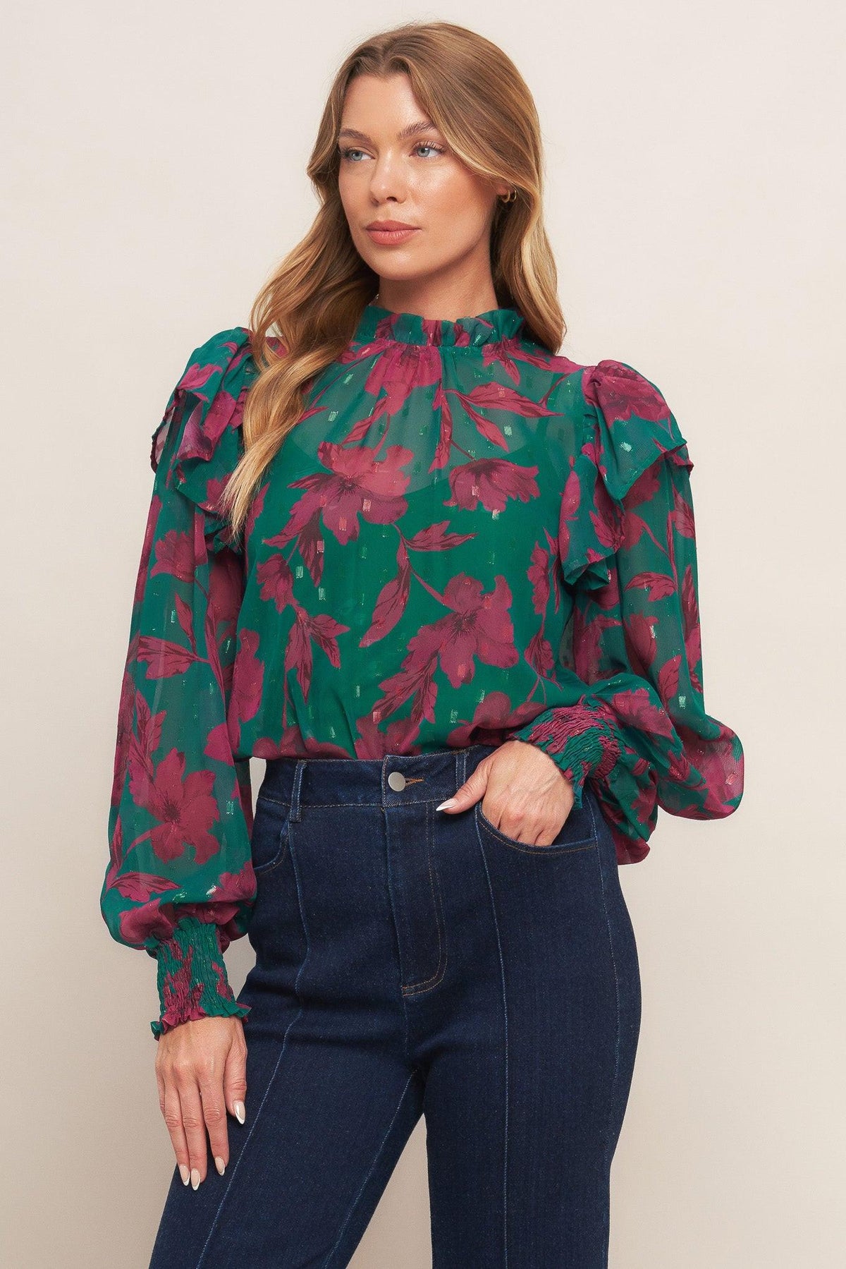 POETIC GARDEN WOVEN TOP
