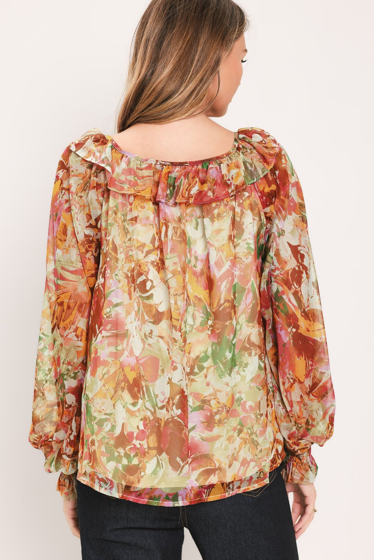 TOP TEJIDO SUAVE CON ESTAMPADO FLORAL COLOR ÓXIDO
