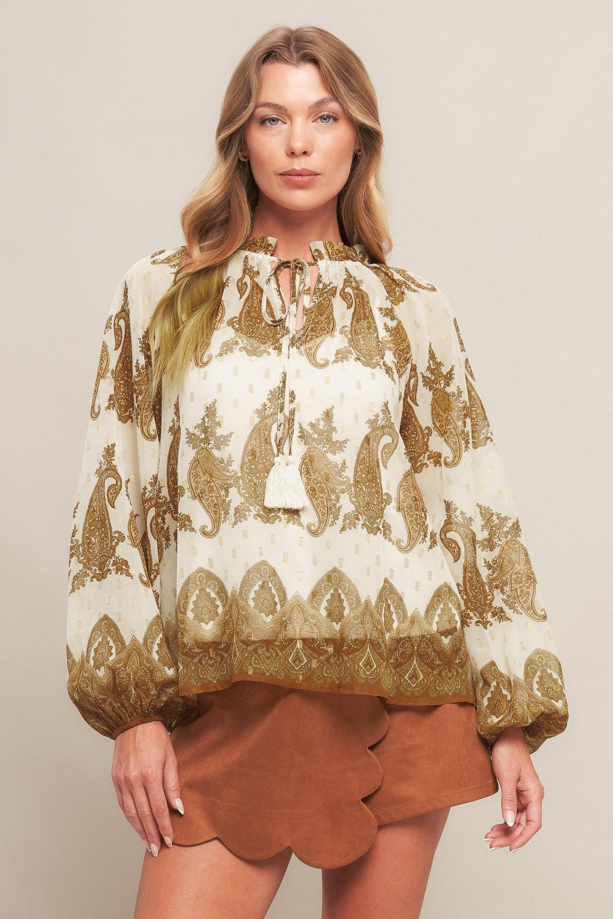 BLUSA TEJIDA COLOR MARFIL CON ESPECIAS MARROQUÍES