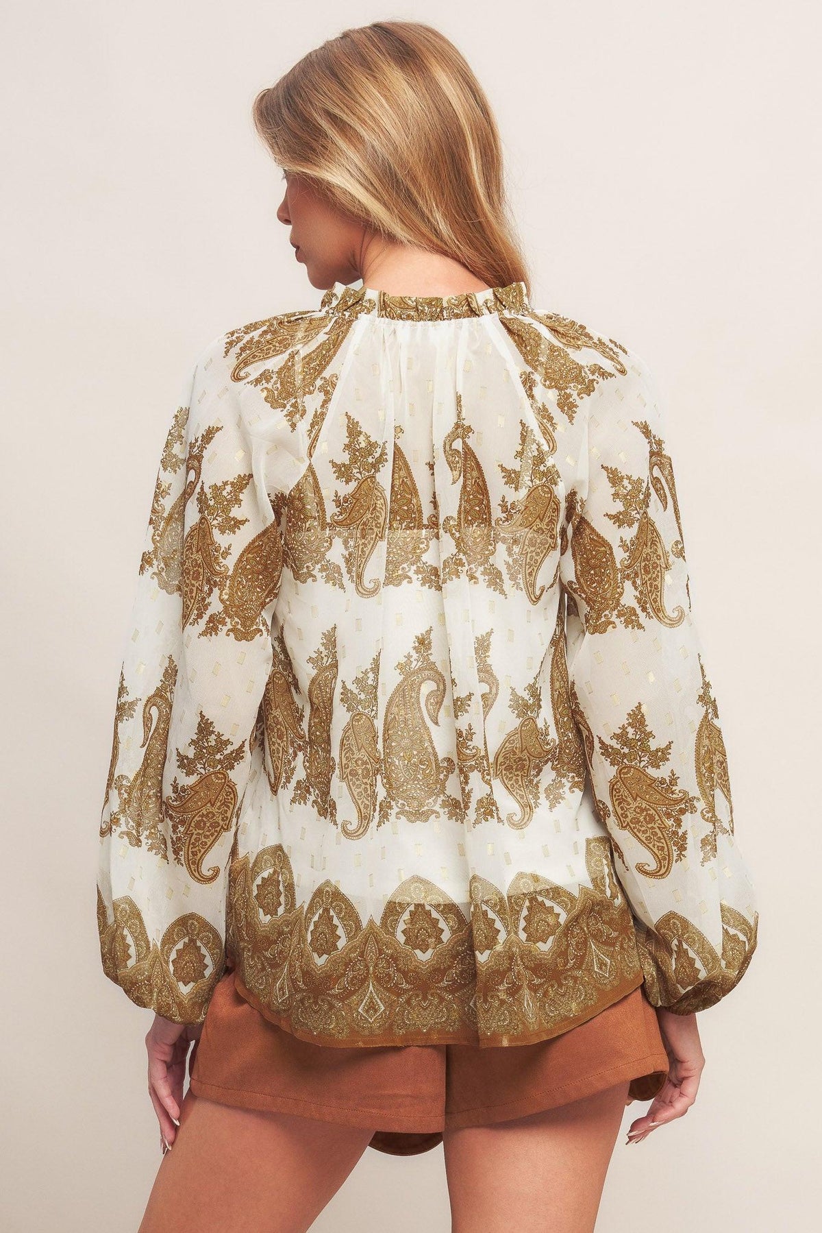 BLUSA TEJIDA COLOR MARFIL CON ESPECIAS MARROQUÍES