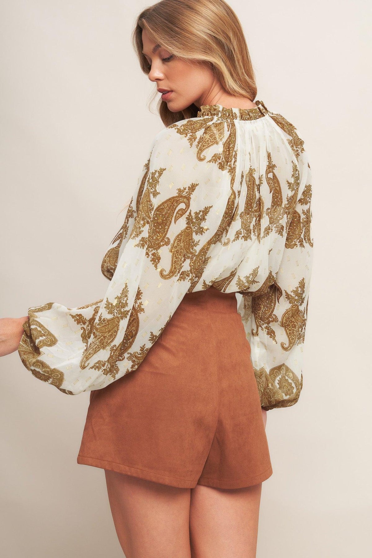 BLUSA TEJIDA COLOR MARFIL CON ESPECIAS MARROQUÍES