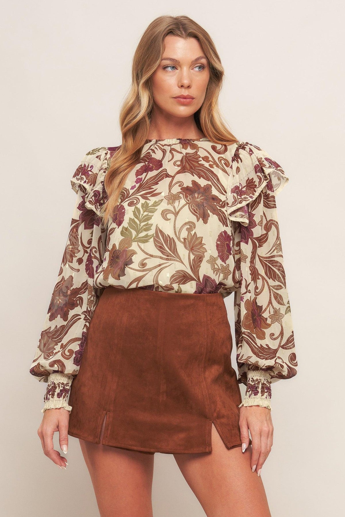 TOP TEJIDO WILD BOTANICA COLOR MARFIL