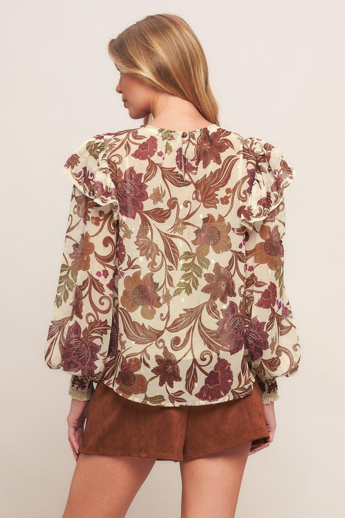 TOP TEJIDO WILD BOTANICA COLOR MARFIL