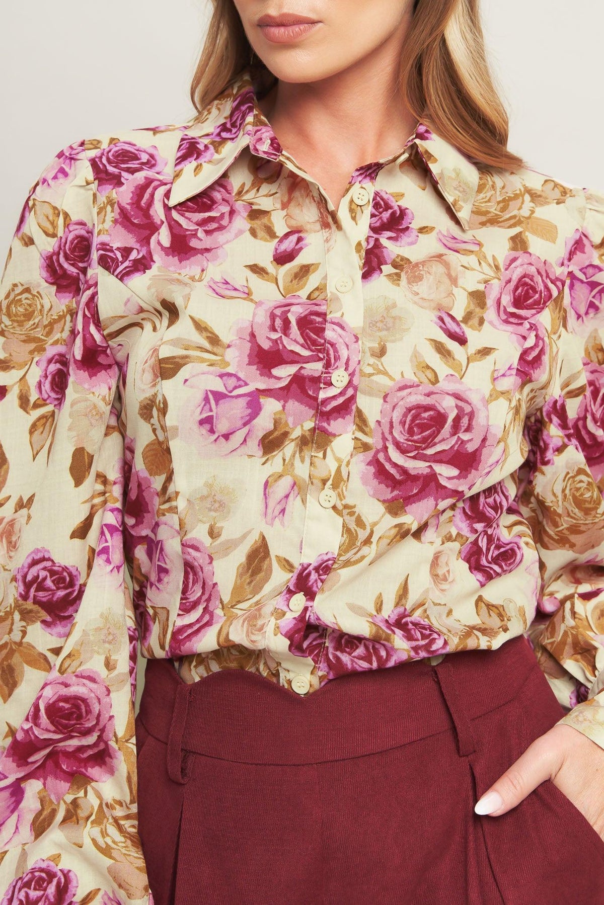 PARISIAN ROSE DREAM WOVEN TOP