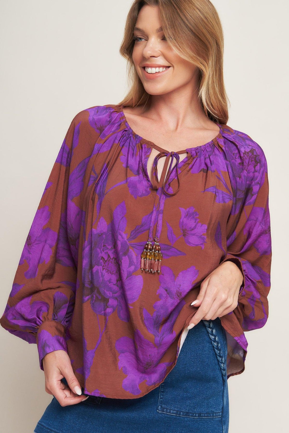BLUSA CAMPESINA TEJIDA VIOLETA SUEÑO