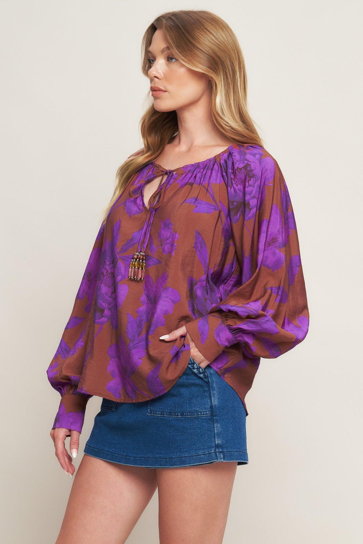 BLUSA CAMPESINA TEJIDA VIOLETA SUEÑO