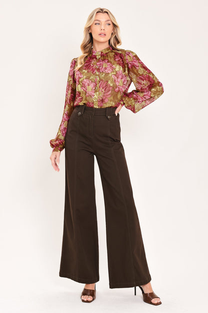 ANTIQUE FLORAL WHISPER WOVEN TOP