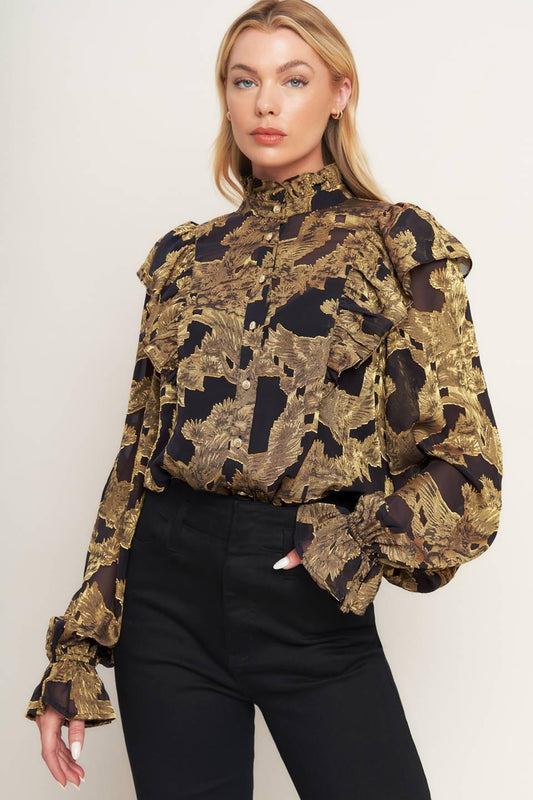 SHADOW GLINT WOVEN TOP
