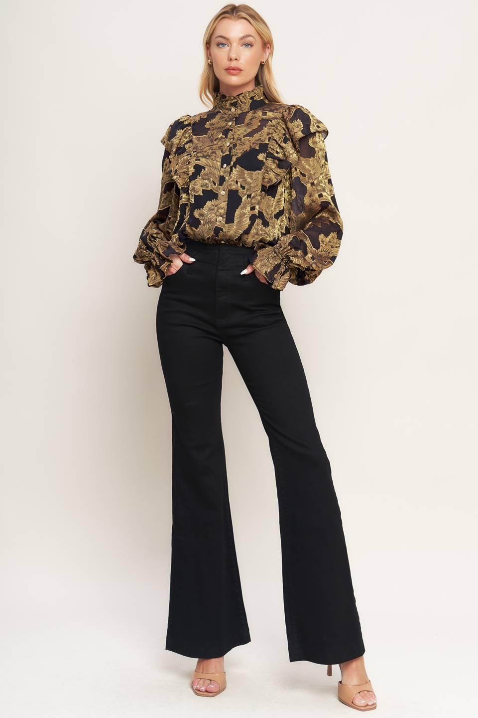 SHADOW GLINT WOVEN TOP