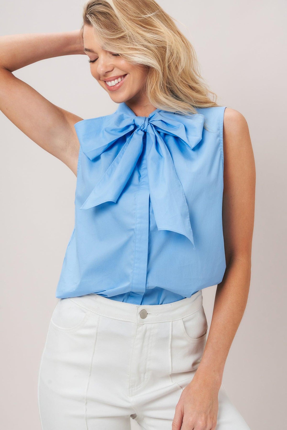 ELEGANT SKY WOVEN TOP