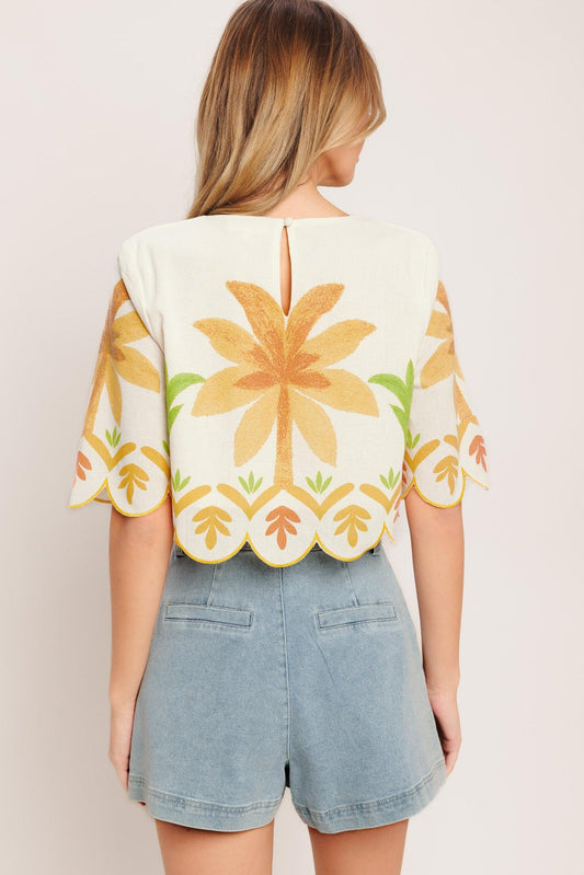 VINTAGE ISLAND WOVEN CROP TOP