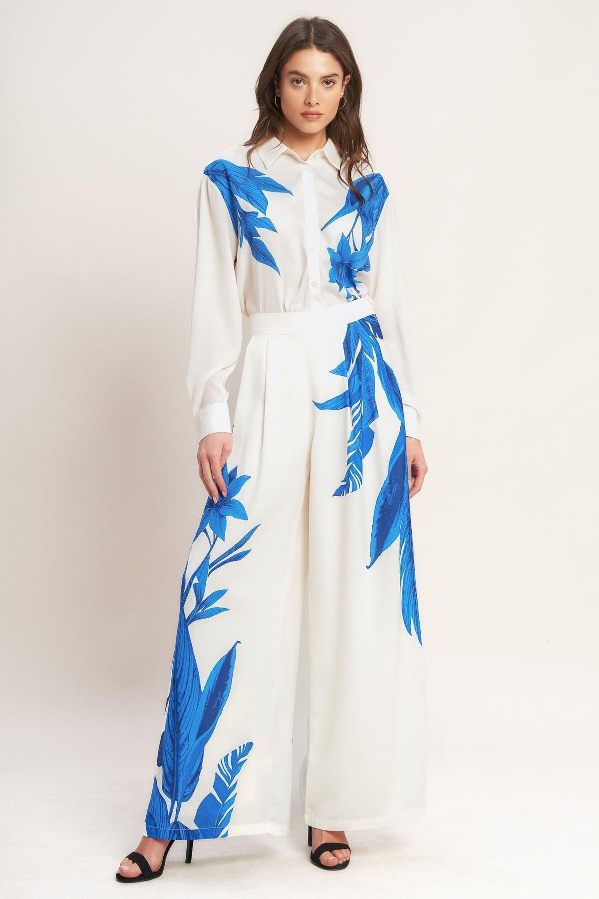 ASYMMETRICAL BOTANICAL WOVEN SHIRT