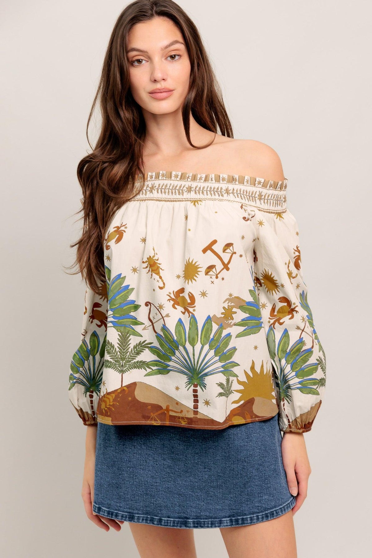 TOP CON HOMBROS DESCUBIERTOS TEJIDO SUNLIT GARDEN