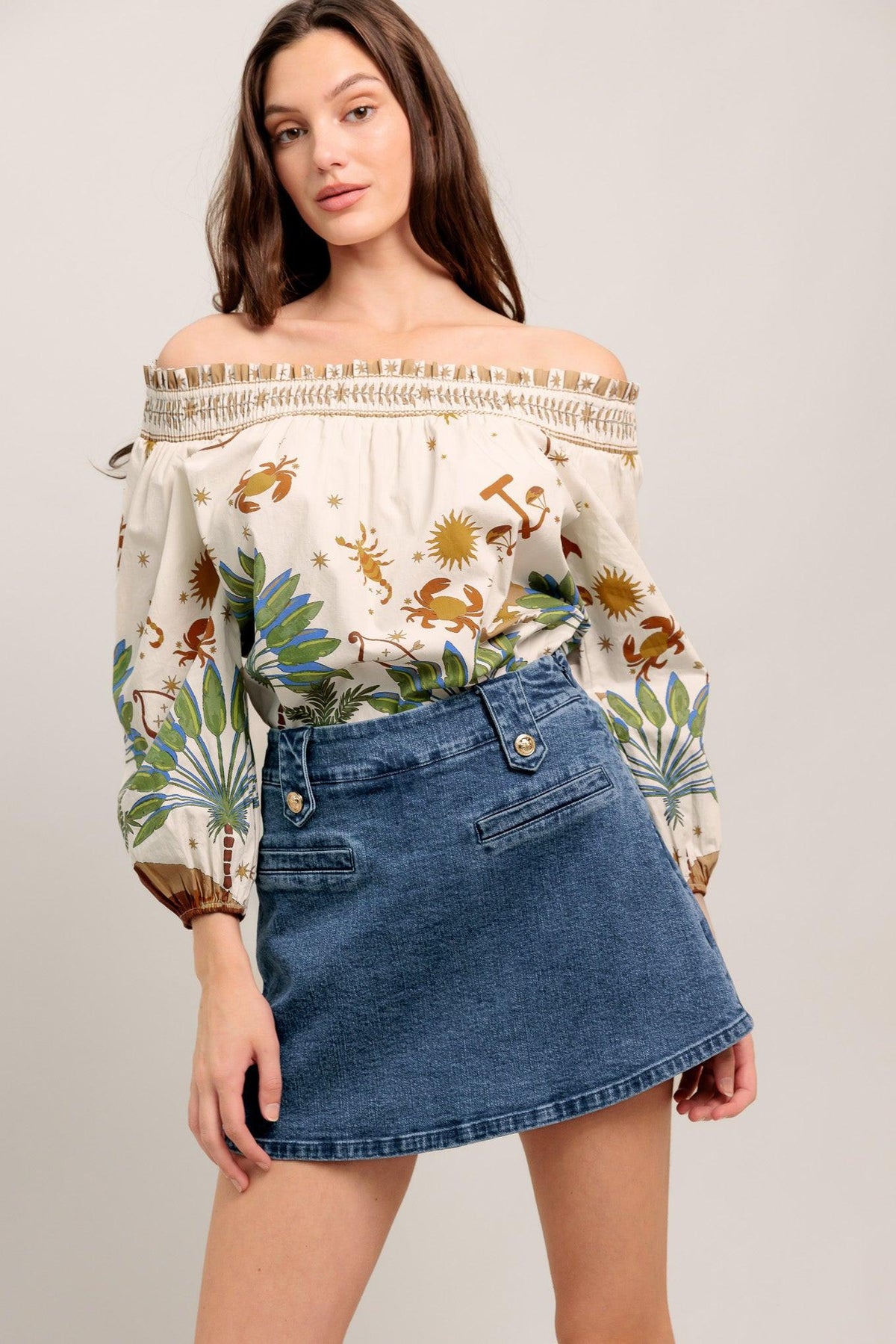 TOP CON HOMBROS DESCUBIERTOS TEJIDO SUNLIT GARDEN
