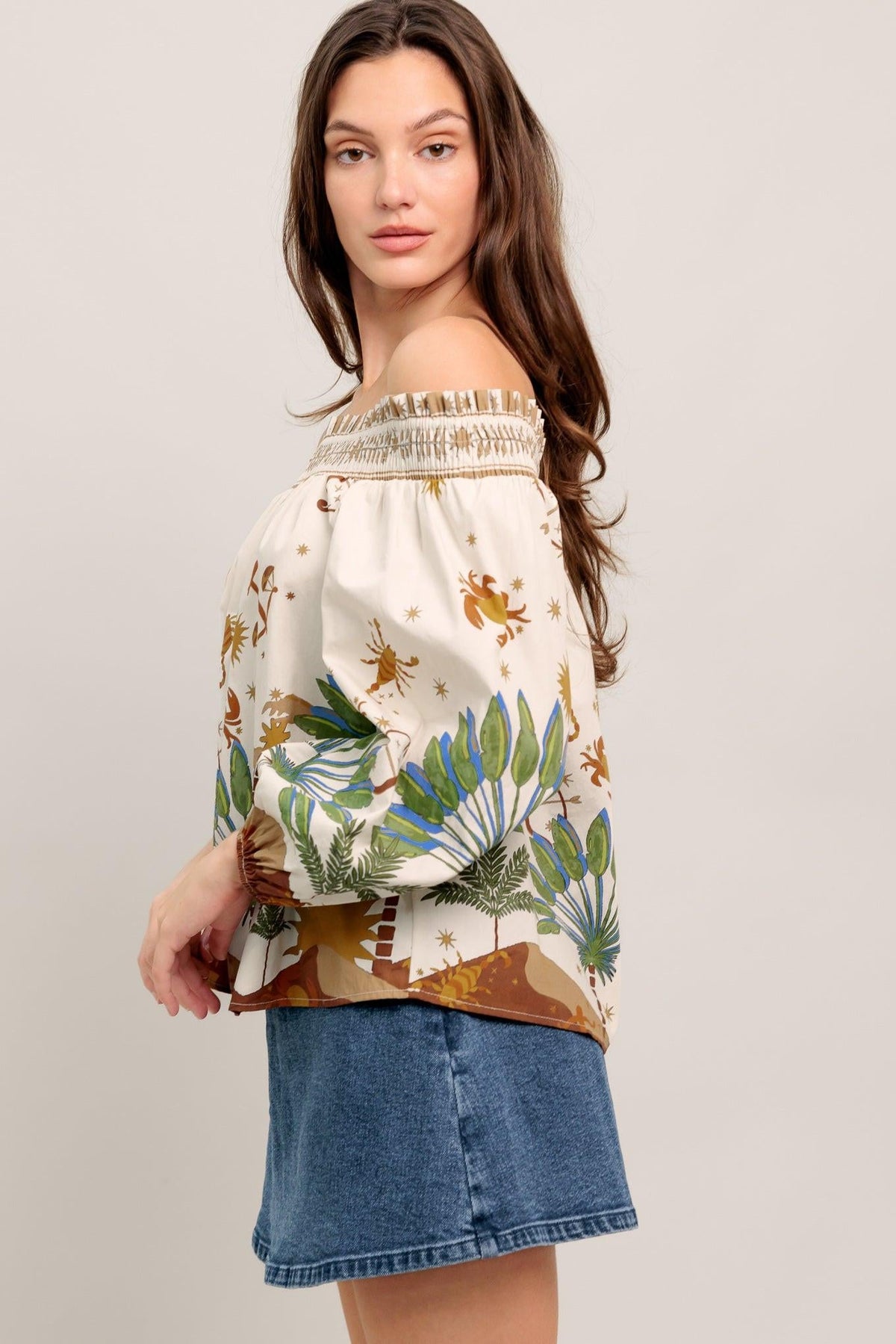 TOP CON HOMBROS DESCUBIERTOS TEJIDO SUNLIT GARDEN