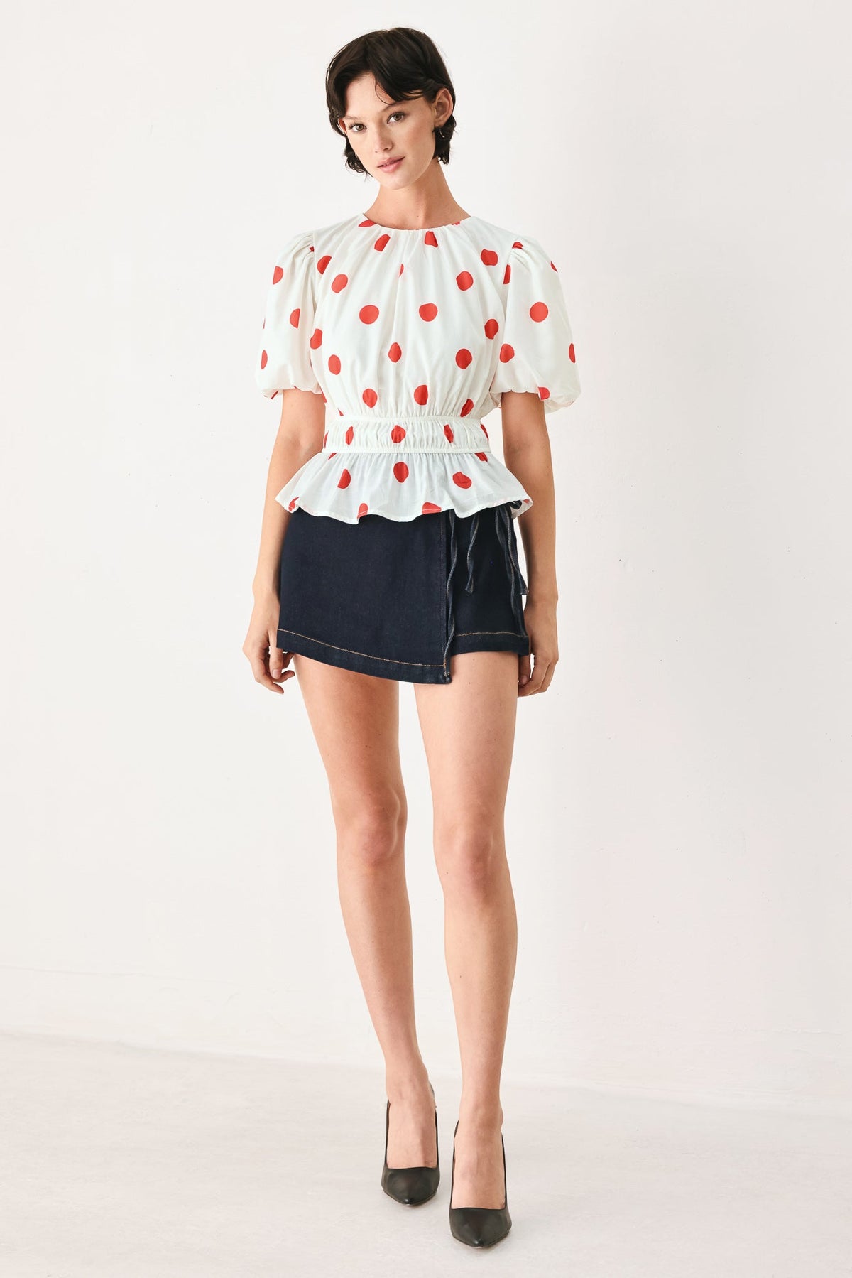 BLUSA TEJIDA CON ESTAMPADO DE LUNARES CHERRY KISS