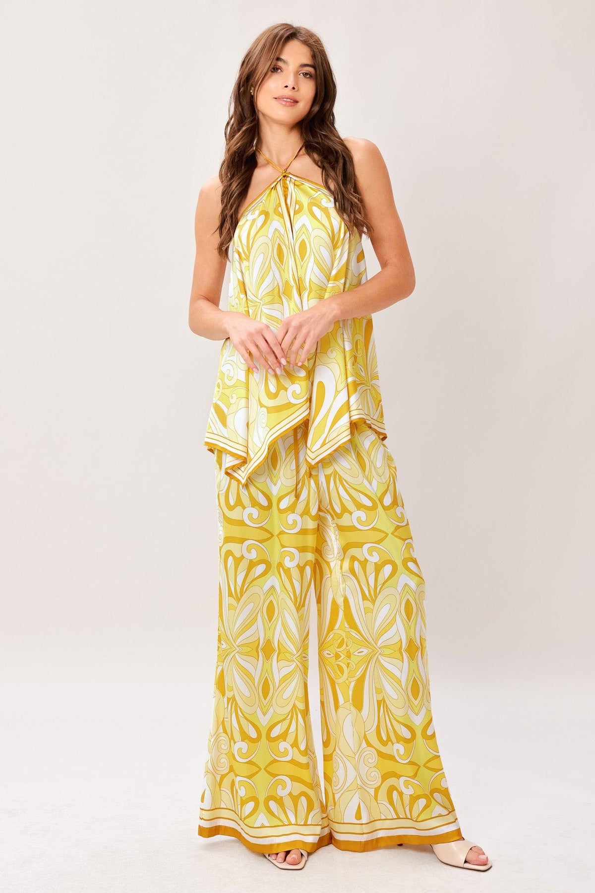 GOLDEN SWIRL WOVEN HANKY TOP