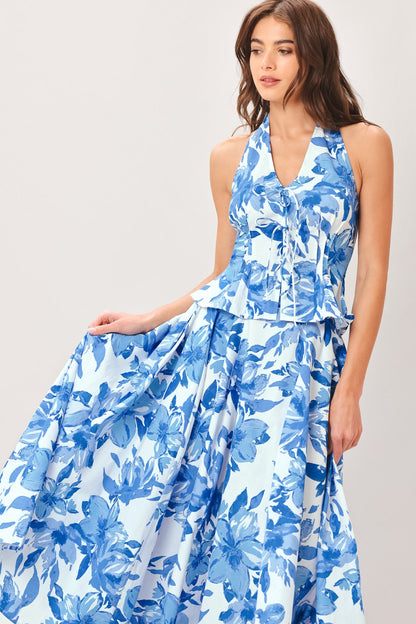 SKY BLOSSOM WOVEN TOP