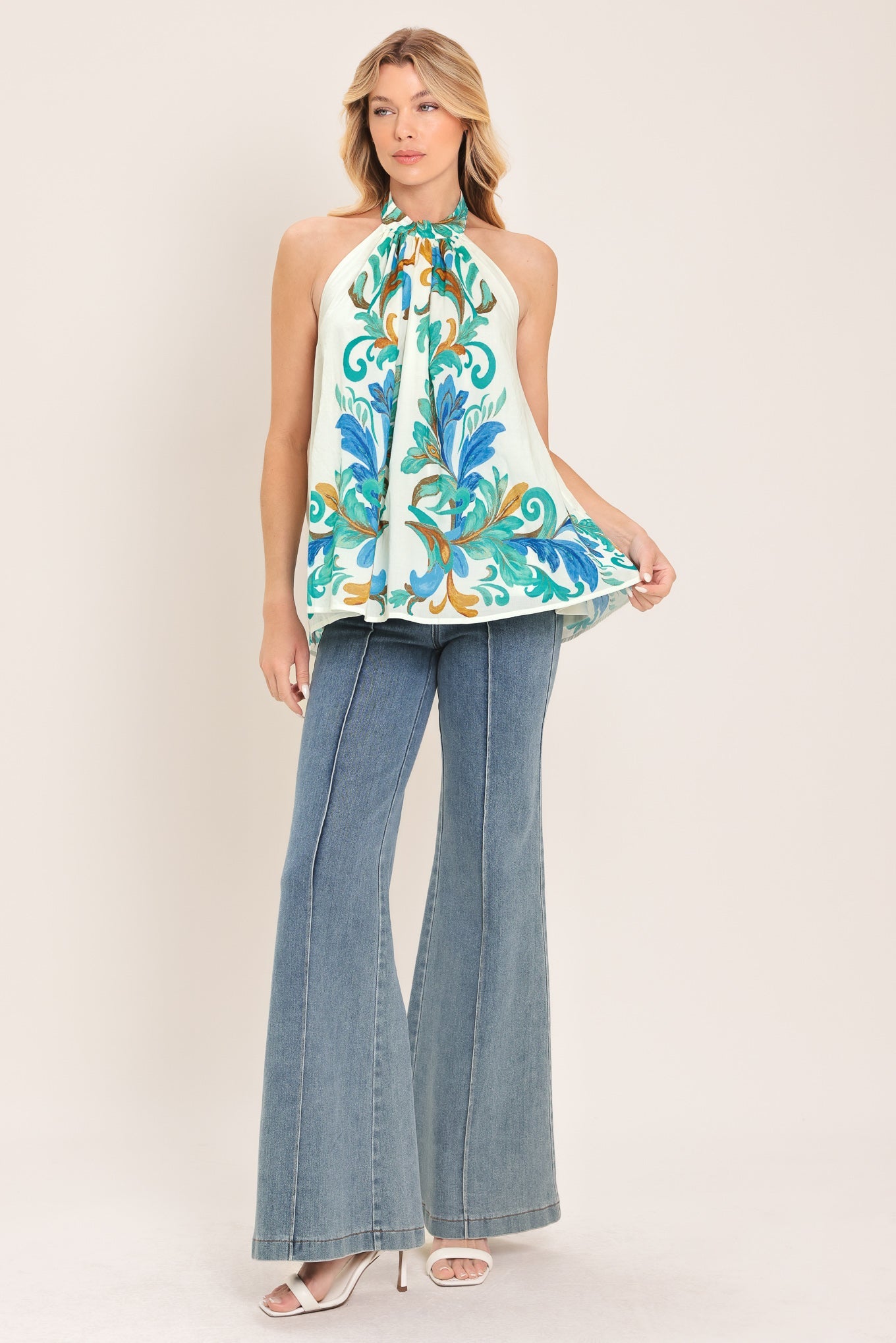 CERULEAN CHARM WOVEN TOP