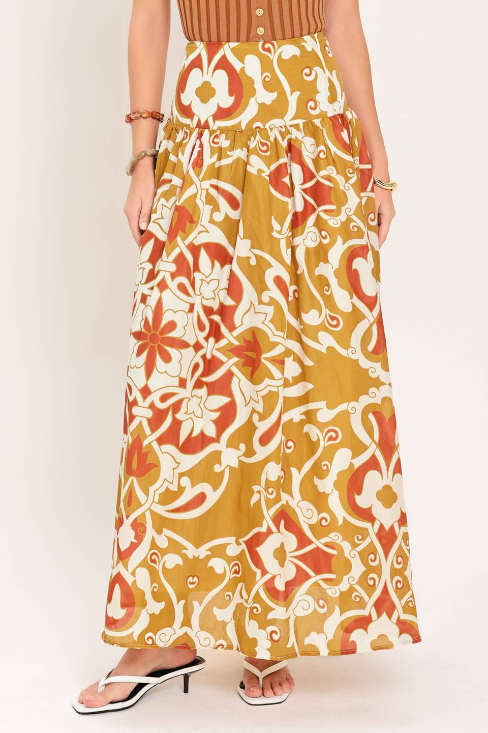 CONJUNTO DE TOP Y FALDA TEJIDOS GOLDEN ISLAND