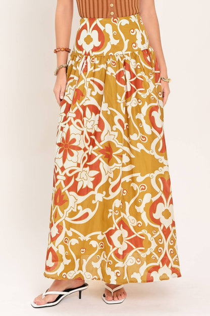 GOLDEN ISLAND WOVEN TOP AND SKIRT SET