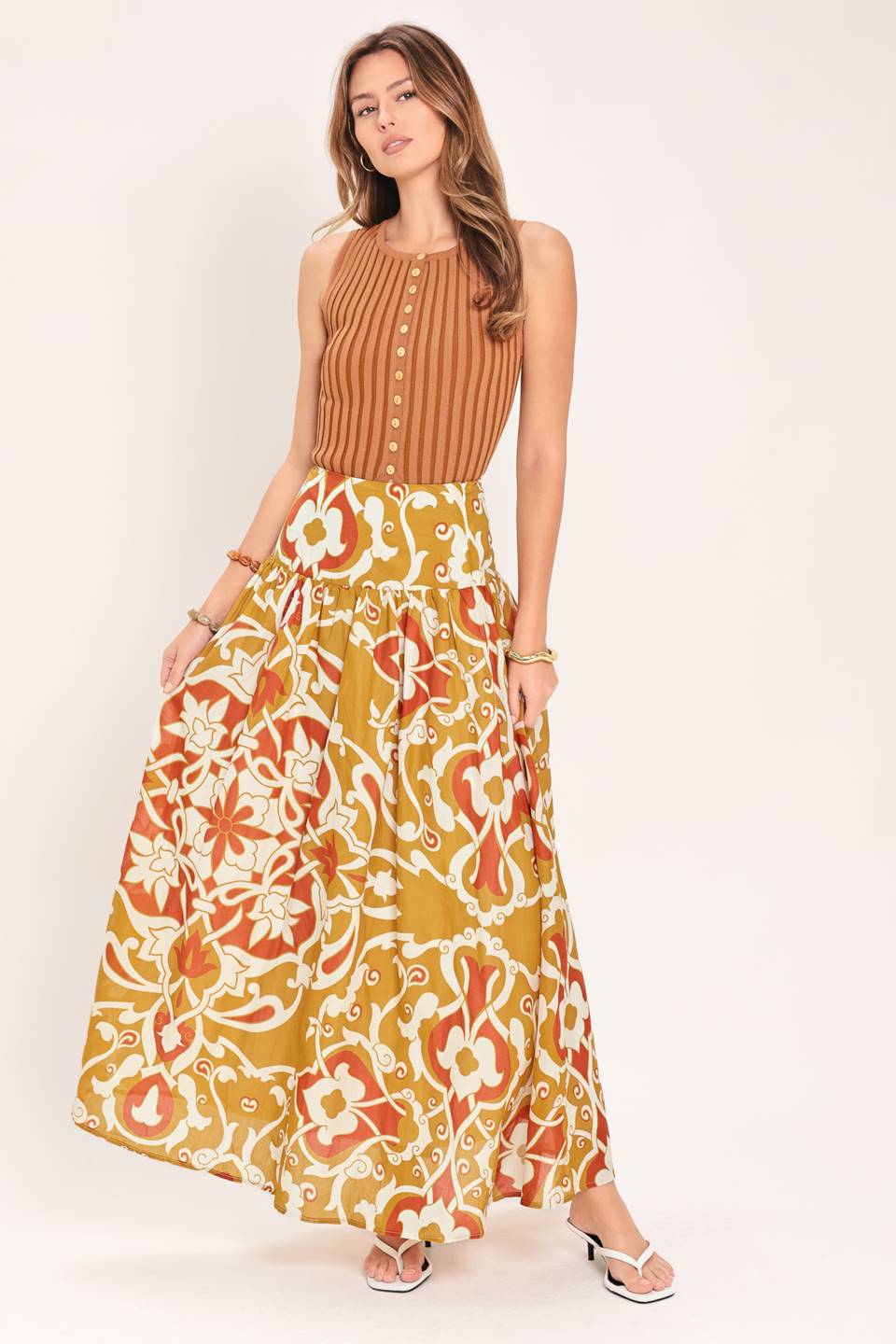 CONJUNTO DE TOP Y FALDA TEJIDOS GOLDEN ISLAND