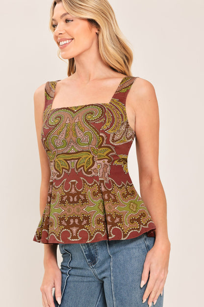 RUSTIC MEDALLION WOVEN TOP