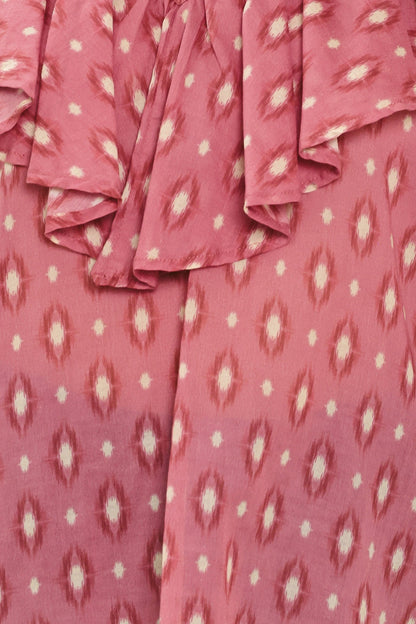 ROSE IKAT RUFFLE WOVEN TOP