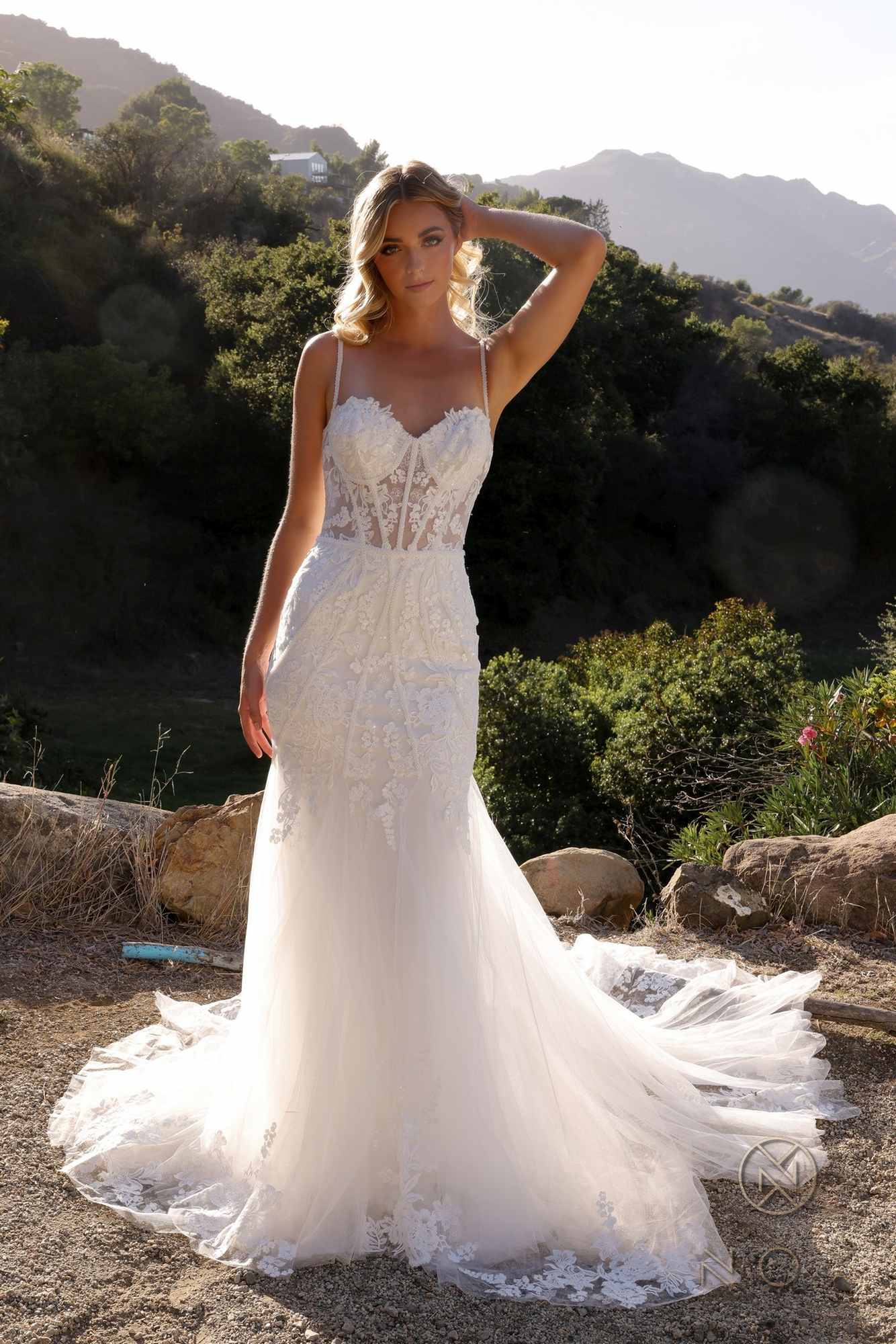 Nox Anabel JE1014L Long Applique Sleeveless Bridal Mermaid Dress