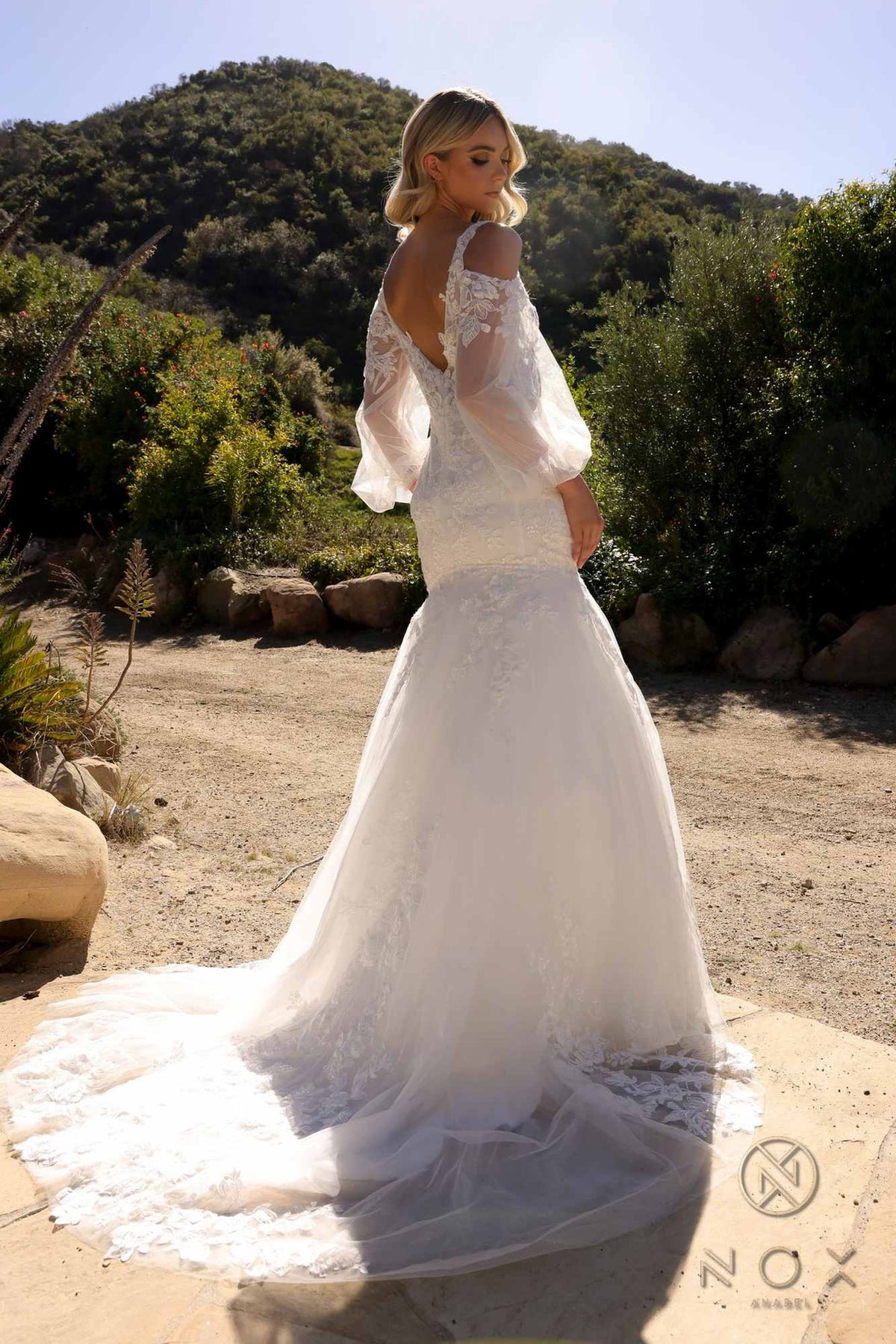 Nox Anabel JE983L Long Bell Sleeve Mermaid Bridal Gown