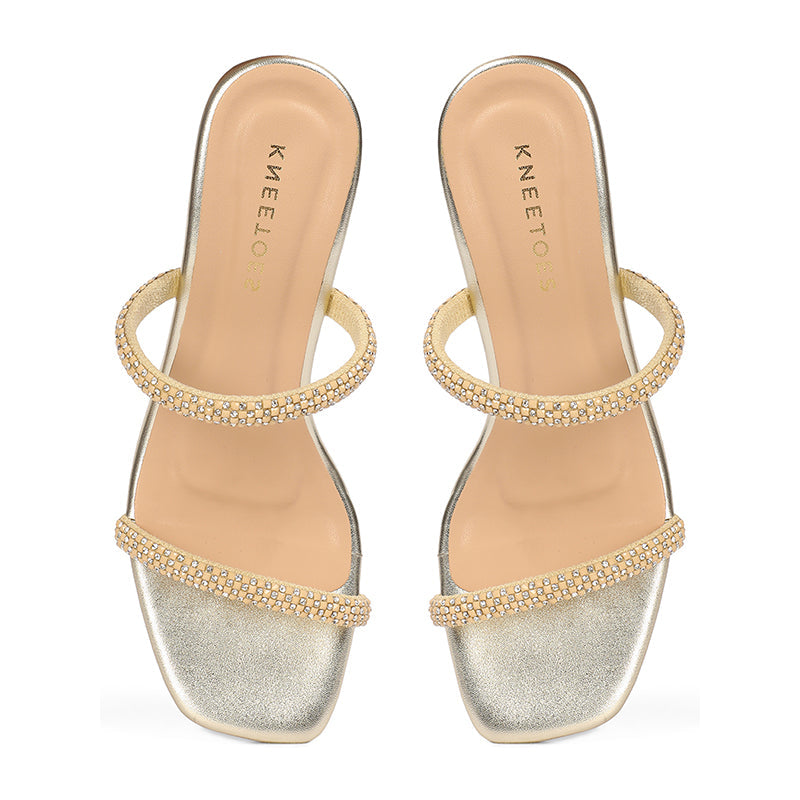 Evara - Tacones de aguja dorados